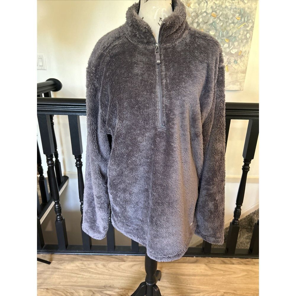 Avalanche Women's Medium Sherpa 1/4 Button‎ Gray Pullover Sweater Lg
